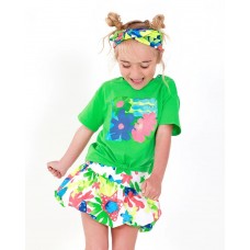 White girl's skirt with multi-colored tropical print
