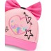 Pink girls' cap with sequins and bow 