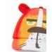 Red cap for children with ears and lion design