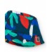 Boys' flat cap in blue with a multi-coloured print 