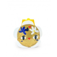 Gold backpack for girls with yellow handles 