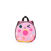 Pink backpack for girls with donut and hearts 