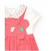 Pink overalls for girls with embossed elephant and white polka dot t-shirt 