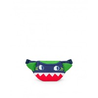 Navy blue fanny pack for boys with green and red details 