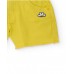 Yellow girl's denim shorts with frayed hem and floral embroidery 