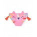 Pink swim briefs for girls with embossed ears and side tassels 