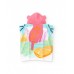 Girls' poncho towel with tropical print and animal hood 