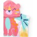 Girls' poncho towel with tropical print and animal hood 