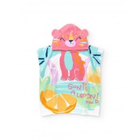 Girls' poncho towel with tropical print and animal hood 