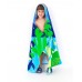 Blue and green children's poncho towel with shark