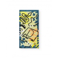 Green towel for boys with dinosaur print 