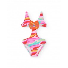 Multicolored trikini for girls with decorative animal face 