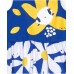 Sleeveless blue dress for girls with flower and daisy skirt 