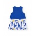 Sleeveless blue dress for girls with flower and daisy skirt 