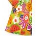Green dress for girls with tropical print and ruffled sleeves 