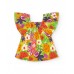 Green dress for girls with tropical print and ruffled sleeves 