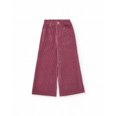 Wide-leg corduroy girls' trousers in burgundy 