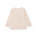 Ecru long-sleeved T-shirt for girls with floral appliqués 