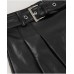 Girl's black leatherette skirt with belt 
