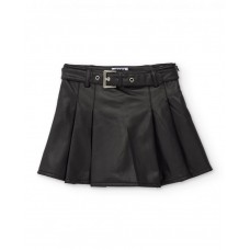 Girl's black leatherette skirt with belt 