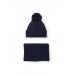 Navy blue pompom hat and knitted neck warmer set 