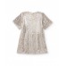 Silver sequined girl's dress with short sleeves 