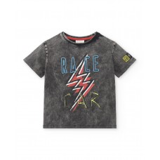 Gray knit t-shirt for boy Race Car collection 