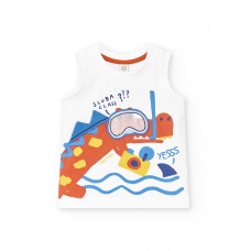 White knit tank top for boy Salty Air collection 