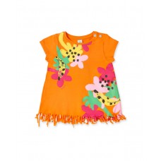 Orange knit dress for girl Banana Records collection 