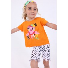 Orange knit set for girl Banana Records collection 