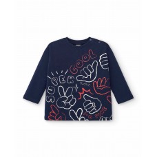 Navy blue boy's t-shirt with "Super Cool" print from the Big Brains collection 