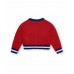 Red knitted jacket for girls with embroidered details from the Big Brains collection   
