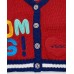 Red knitted jacket for girls with embroidered details from the Big Brains collection   