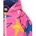 Girl's waterproof jacket in fuchsia with star print from the Amazing collection 