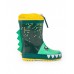 Green rain boots for kids with dinosaur design from the Cyber ​​Dino collection 