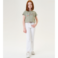 WHITE LONG WOVEN TROUSERS IDO