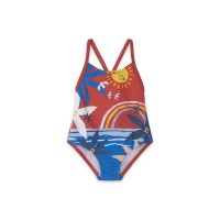 ORANGE PRINTED SWIMSUIT FOR GIRLS ENJOY THE SUN