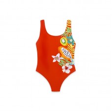 ORANGE PRINTED SWIMSUIT FOR GIRLS SUMMER FESTIVAL