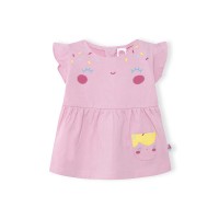 PINK LITTLE FACE JERSEY DRESS FOR GIRLS ICY AND SWEET