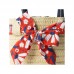 RED FLOWERS RAFFIA HANDBAG FOR GIRLS SEA LOVERS