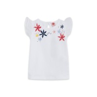 WHITE FLOWERS JERSEY T-SHIRT FOR GIRLS ENJOY THE SUN
