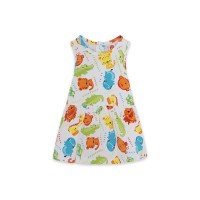 WHITE PRINTED JERSEY DRESS FOR GIRLS HI! SUNSHINE
