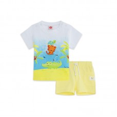YELLOW POCKETS JERSEY T-SHIRT AND BERMUDAS FOR BOYS HI! SUNSHINE