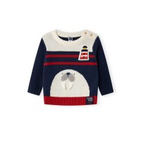 Blue knitted sweater for boy fishing club Blue knitted sweater for boy fishing club