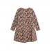 Brown and pink knit dress winter flowers  .