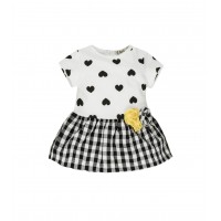 EMC ALL OVER PRINTED HEARTS CHECKED DRESS
