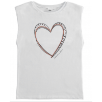 IDO STRETCH JERSEY TANK WITH RHINESTONES HEART