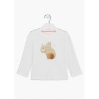 T-shirt with animal and pompom