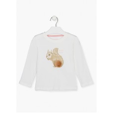 T-shirt with animal and pompom