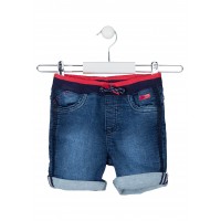 DENIM BERMUDA WITH FLEECE EFFECT DENIM BERMUDA WITH FLEECE EFFECT
